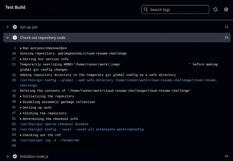 A successful run of the Github Actions