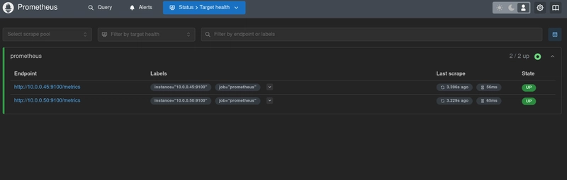 image of a running Prometheus server