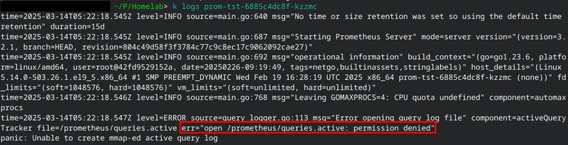 image of the bind mount issue, showing the permission denied error